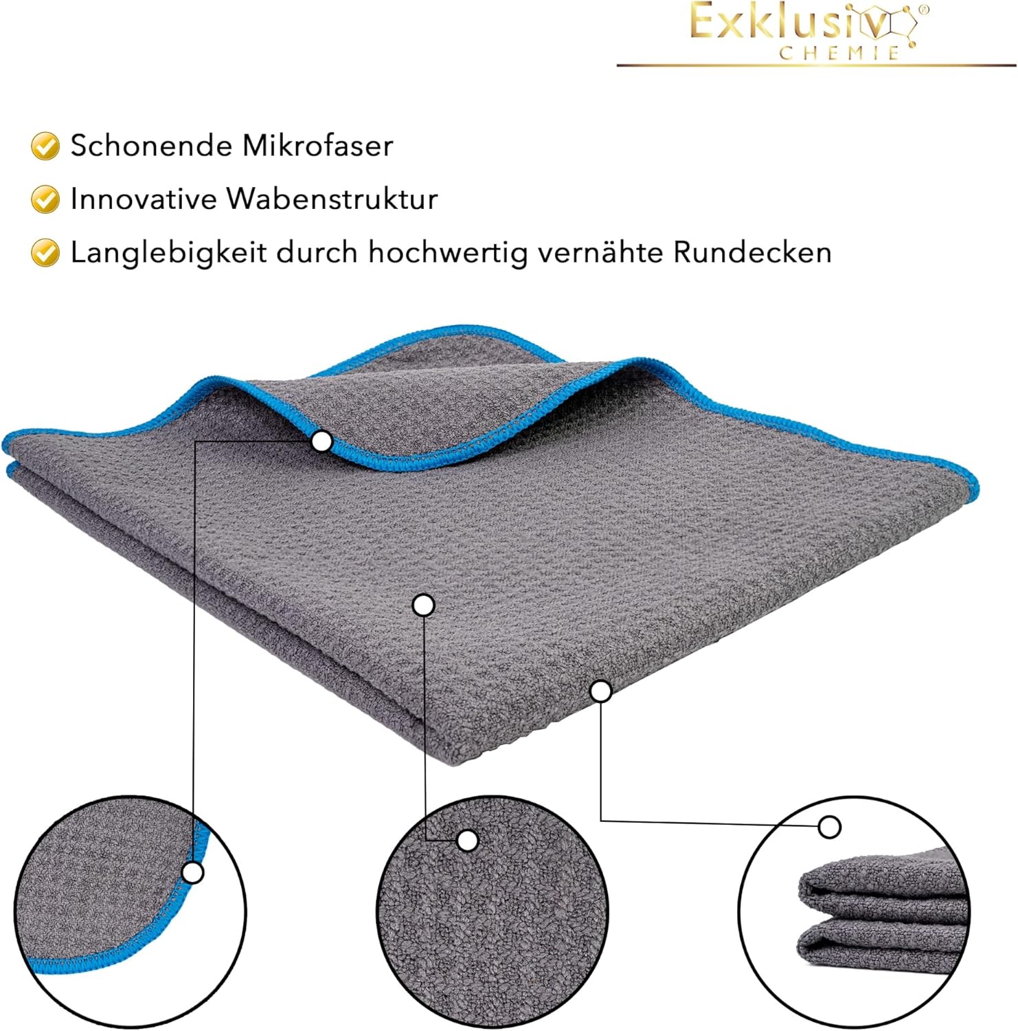 Waffle Weave Towel 320 GSM – Q5 + Hand Polishing Sponge – 40 × 40 cm